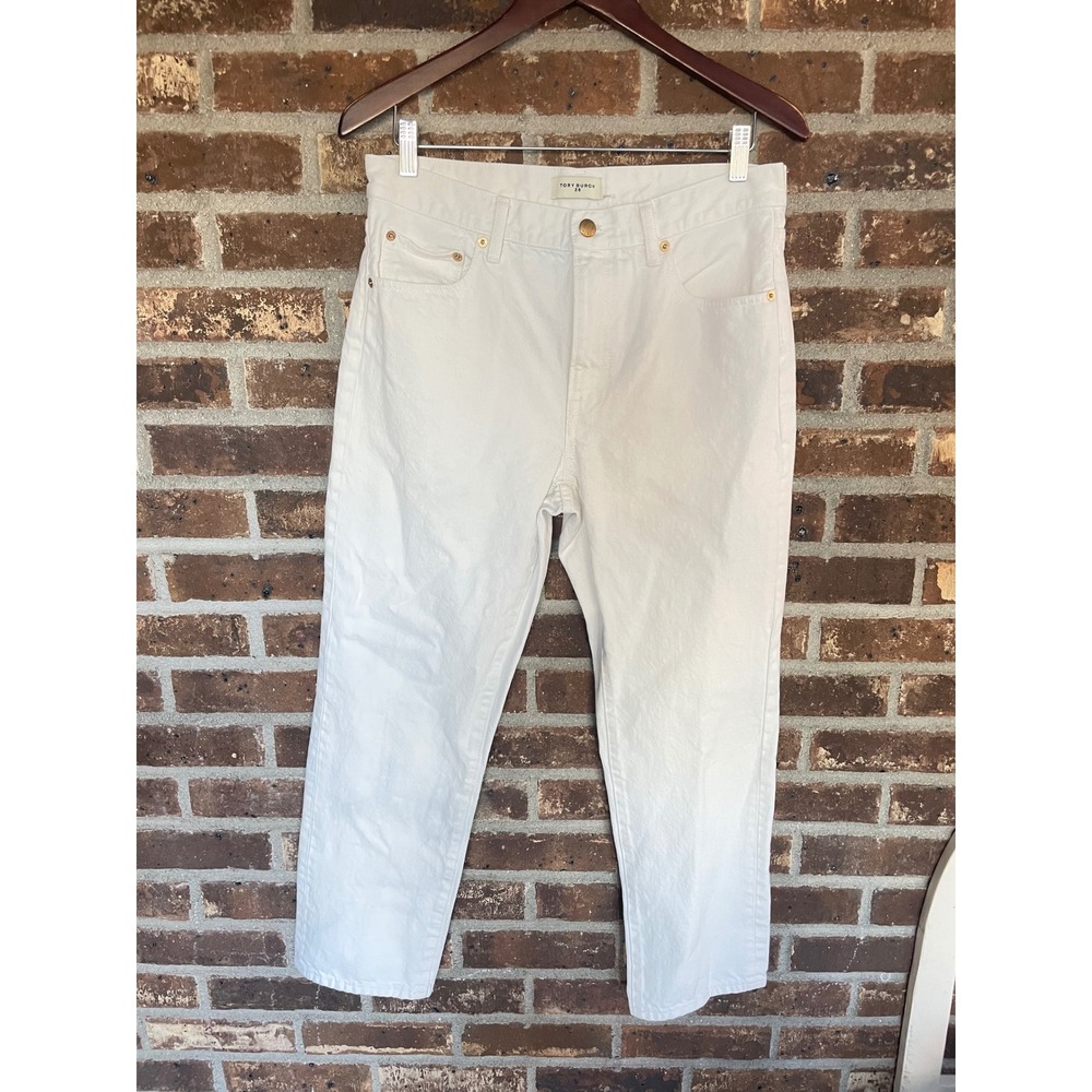 Tory Burch Mid Rise Straight Crop Jeans